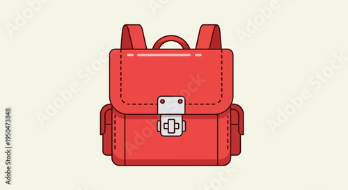 Red Backpack Icon: School Bag, Travel Backpack, Casual Daypack - Flat Design