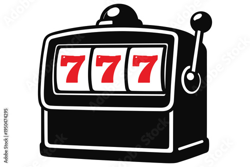 Illustration of a classic slot machine showing a jackpot with three sevens lined up perfectly