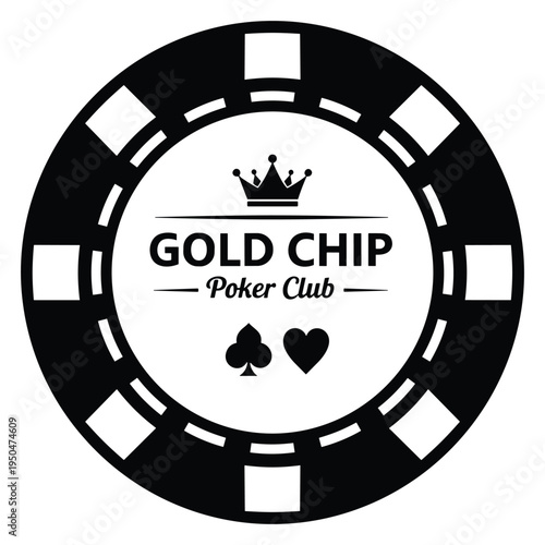 Vintageinspired poker chip design with crown and playing card symbols perfect for gambling themes and casino branding projects