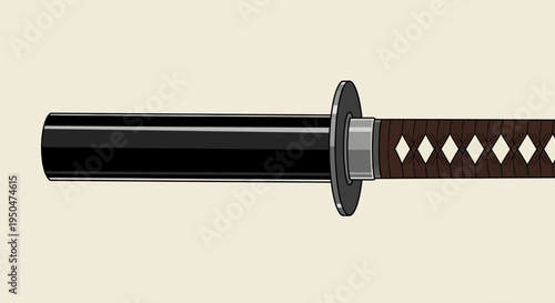 Close-up of a Japanese Katana Sword Hilt and Handle