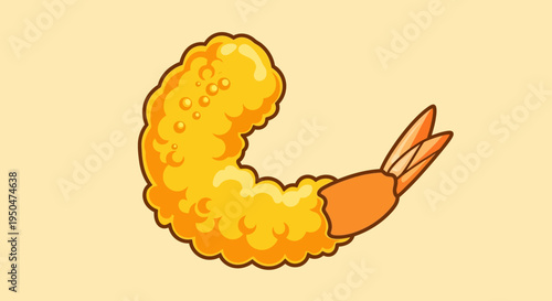 Crispy Golden Tempura Shrimp Isolated on Light Yellow Background