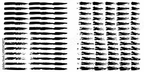 Abstract arrangement of black brush strokes on a white background