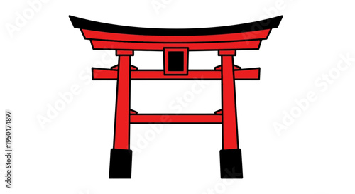 Red Japanese Torii Gate Icon - Traditional Shinto Shrine Entrance Symbol