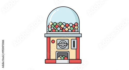 Vintage Gumball Machine Filled with Colorful Candies, Retro Toy Dispenser