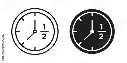 Half hour icon. Simple linear element illustration. Thin stroke sign can be used for web, mobile and UI.