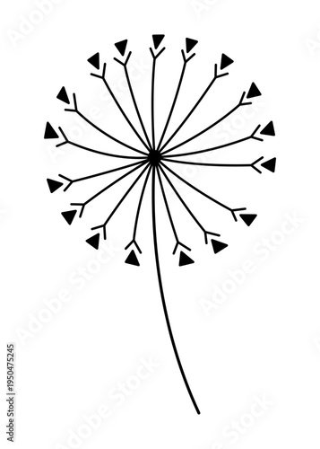 Dandelion flower doodle line icon collection. Hand drawn outline style