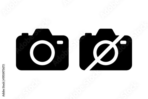 Camera icons with one allowed and one prohibited symbol