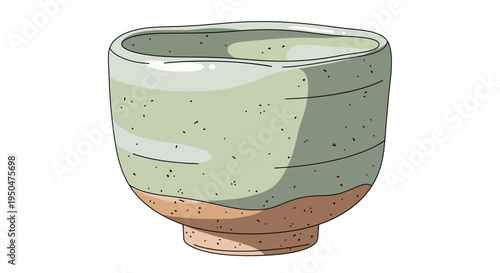 Handcrafted Ceramic Tea Bowl with Speckled Glaze and Earthy Tones