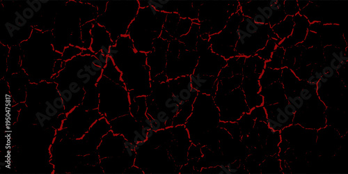 Seamless pattern with volcanic cracks with lava, glowing crevices. Abstract print