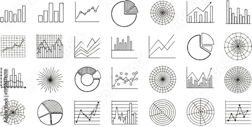 A collage of hand-drawn charts and graphs showing various data visualizations