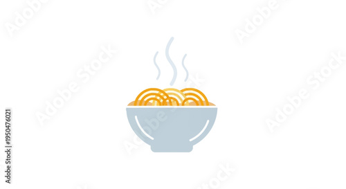 Steaming Bowl of Spaghetti Noodles, Hot Food Icon, Delicious Meal