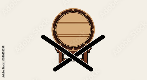 Wooden Barrel on Stand with Crossed Bars - No Alcohol Symbol