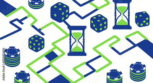 Gambling Game Strategy: Dice, Chips, Hourglass & Maze - Abstract Concept