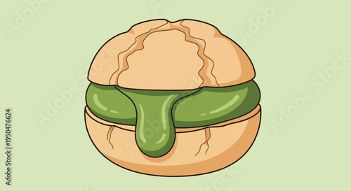 Cream Puff with Green Matcha Filling Dripping