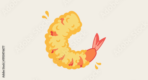 Crispy Shrimp Tempura Isolated on Light Background, Japanese Cuisine