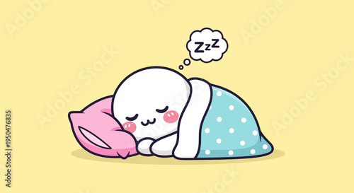 Cute sleeping character on pillow, Zzz