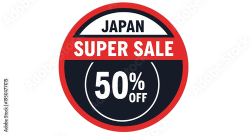 Japan Super Sale 50% Off Discount Sticker - Retail Promotion