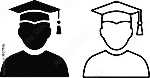 student graduate cap two icon set vector illustration logo  design 