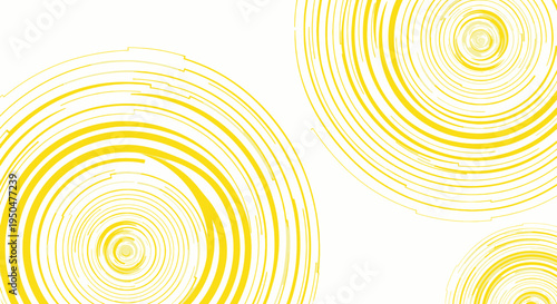 Abstract Yellow Concentric Circles on White Background