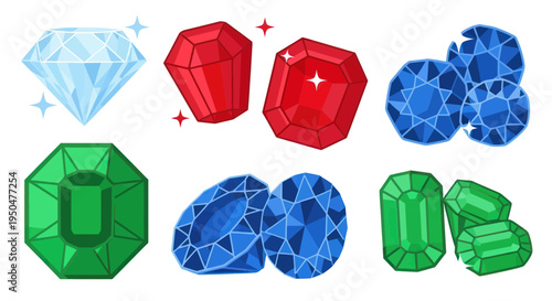 Assorted Gemstones: Diamonds, Rubies, Sapphires, Emeralds