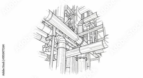Industrial pipeline network drawing
