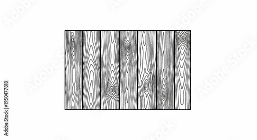 Black and white illustration of vertical wood planks with grain detail