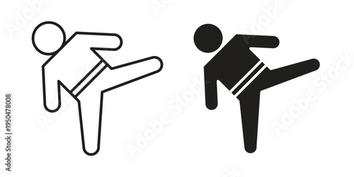 Karate fighter icon. Simple linear element illustration. Thin stroke sign can be used for web, mobile and UI.