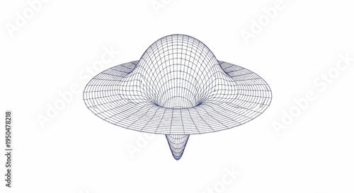 Wireframe graphic representing a complex gravitational or spacetime anomaly