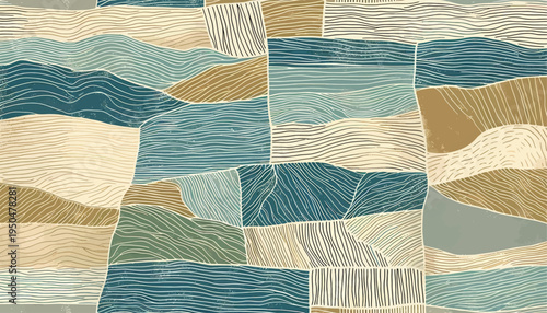 abstract uneven shape fields vector seamless background with hand drawn design