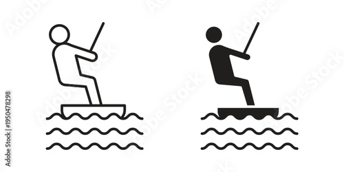 Kitesurf sign. Simple linear element illustration. Thin stroke sign can be used for web, mobile and UI.