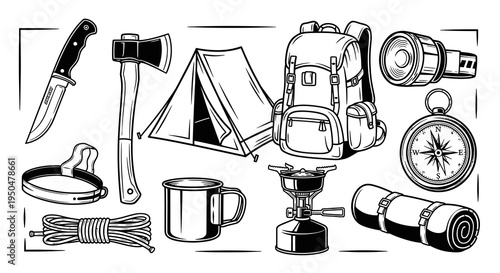 Outdoor Camping Survival and Hiking Adventure Equipment Set