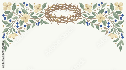 Floral Crown of Thorns Easter Spring Banner