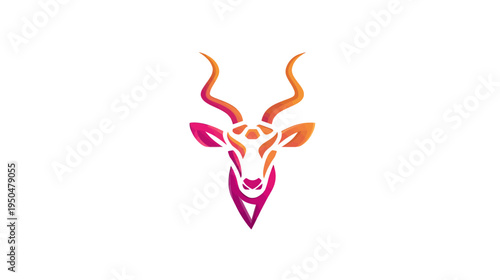 Abstract geometric antelope head illustration with vibrant gradient colors. Stylized wild animal graphic design.