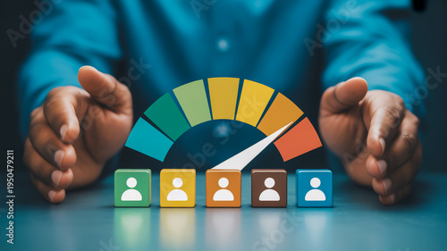 A person is showing a gauge with a needle pointing to a warning zone