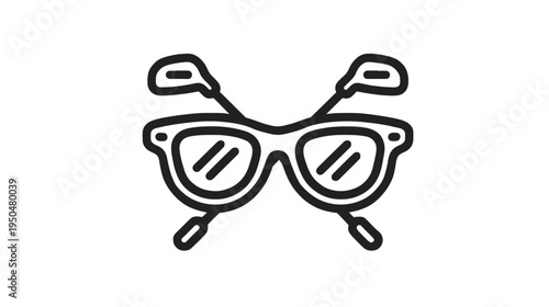 Golfing eyewear and clubs line art icon, perfect for summer sports, leisure activities, and golf themes.