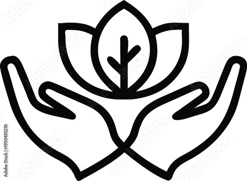 Sustainability and Environmental  eco badge Care outline icon