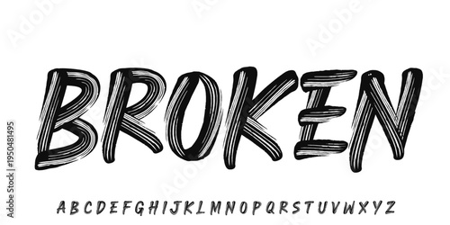 Bold brush vector font. Alphabet handmade brush with uppercase and lowercase.