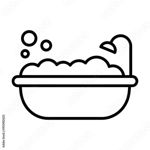 Vector of a bathtub filled with bubbles and a shower head