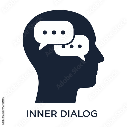 Vector icon showing inner dialog or internal thoughts represented by speech bubbles