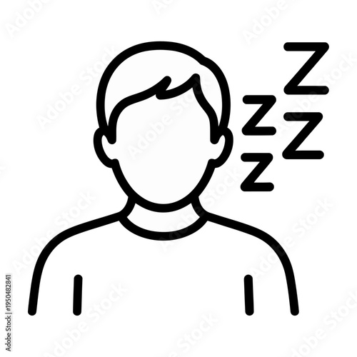 Vector icon of a sleeping person with zzz symbols indicating sleep