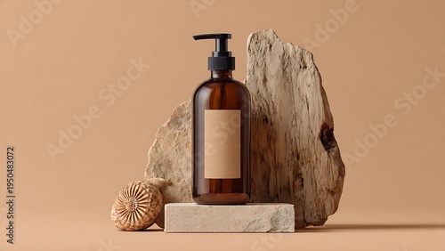 Natural Skincare Product on Rock Display.
