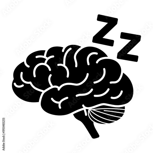 Vector-style illustration of a brain with zz symbols representing sleep or rest