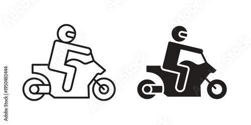 Motorbike riding icon. Simple linear element illustration. Thin stroke sign can be used for web, mobile and UI.