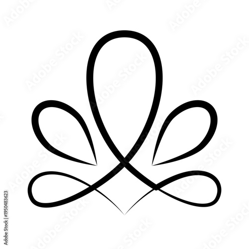 Flourish calligraphic design element. Page decoration symbol to embellish your layout. Linear of vintage swirl