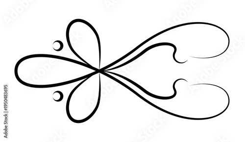Flourish calligraphic design element. Page decoration symbol to embellish your layout. Linear of vintage swirl
