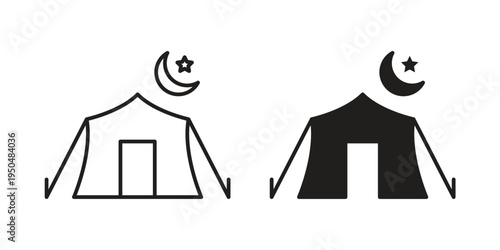 Night camping icon. Simple linear element illustration. Thin stroke sign can be used for web, mobile and UI.