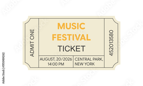 Ticket template on white background.
