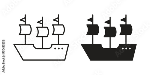 Pirate ship icon. Simple linear element illustration. Thin stroke sign can be used for web, mobile and UI.