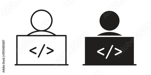 Programmer icon. Simple linear element illustration. Thin stroke sign can be used for web, mobile and UI.