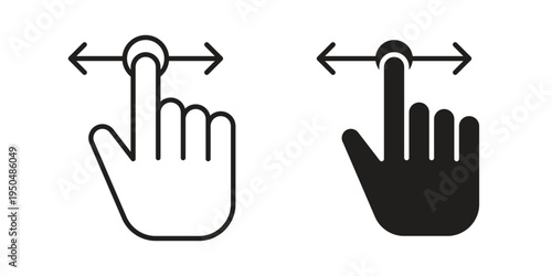 Push to slide right and left gesture icon. Simple linear element illustration. Thin stroke sign can be used for web, mobile and UI.